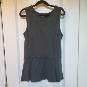 Green Kikiriki Peplum Sleeveless Tank Top- S - Casual, everyday